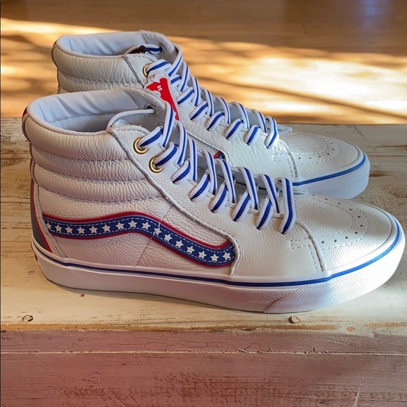 vans shoes red white and blue